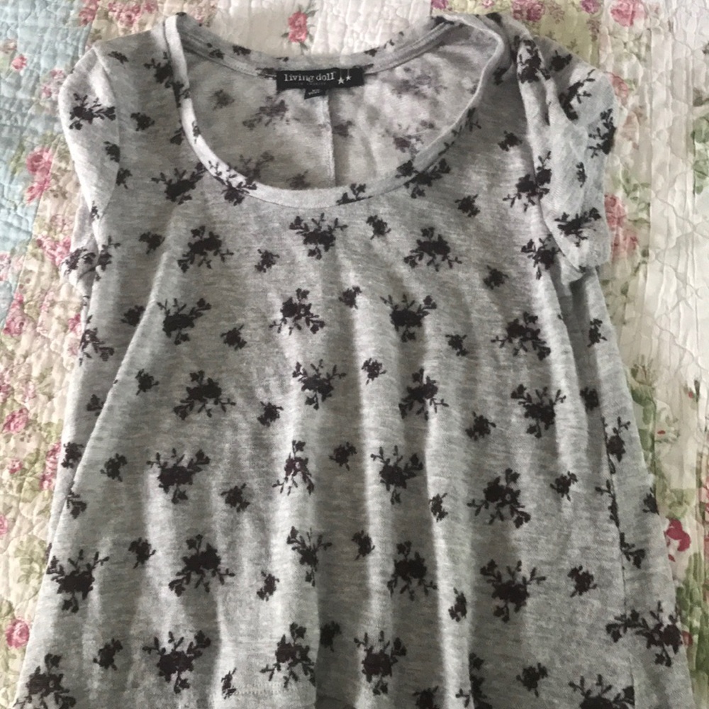 Gray floral top